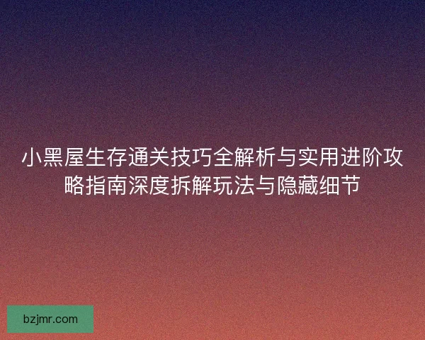 小黑屋生存通关技巧全解析与实用进阶攻略指南深度拆解玩法与隐藏细节